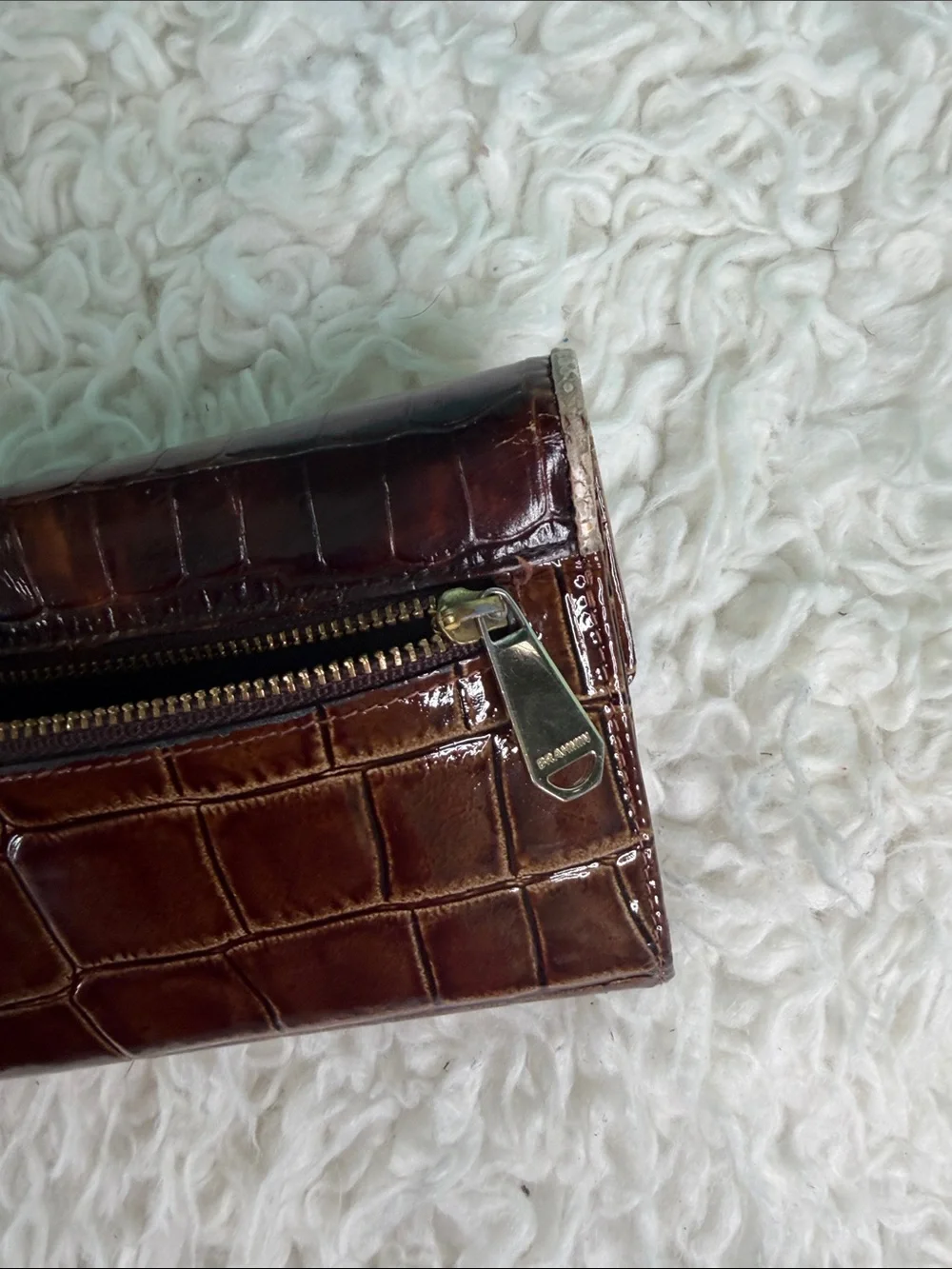Brahmin  Tortoiseshell Brown Croc-Embossed Leather Wallet